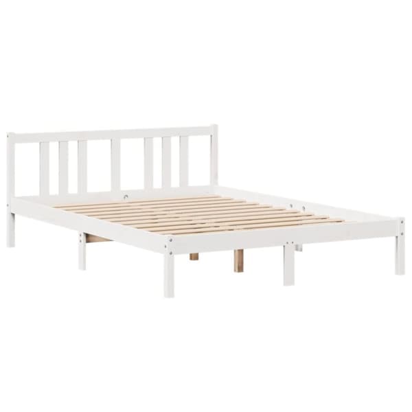 sengeramme med sengegavl 160x200 cm massivt fyrretræ hvid