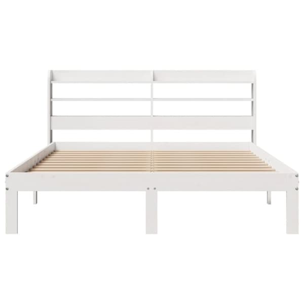 sengeramme med sengegavl 140x190 cm massivt fyrretræ hvid