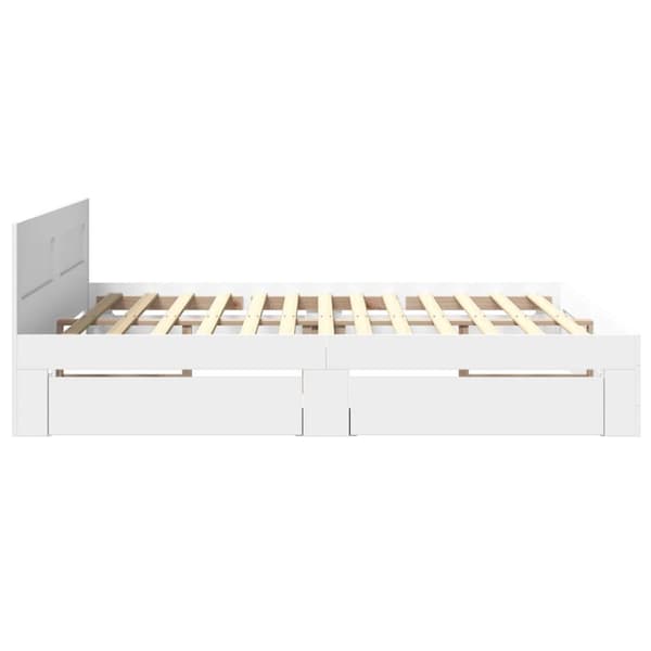 sengeramme med sengegavl 200x200 cm konstrueret træ hvid
