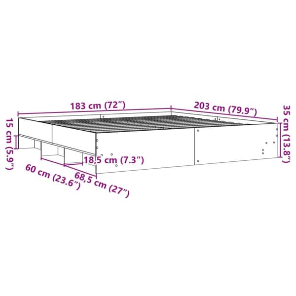 sengestel 180x200 cm konstrueret træ hvid