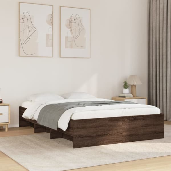 sengeramme 120x200 cm uden madras konstrueret træ brunt eg