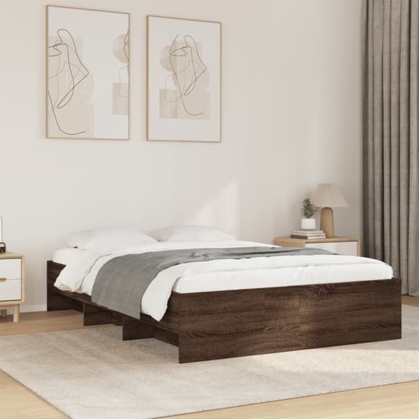 sengeramme 140x190 cm uden madras konstrueret træ brunt eg
