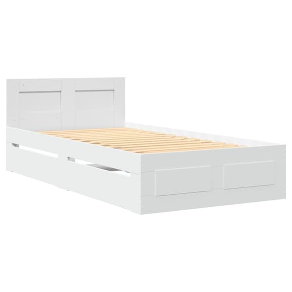 sengeramme med sengegavl 75x190 cm konstrueret træ hvid