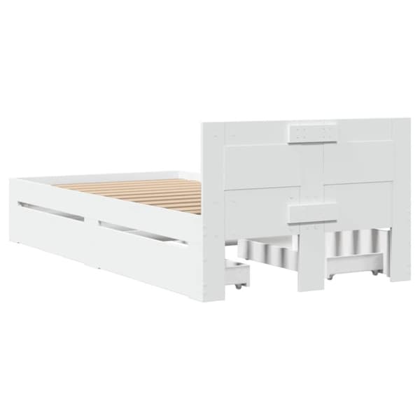 sengeramme med sengegavl 75x190 cm konstrueret træ hvid