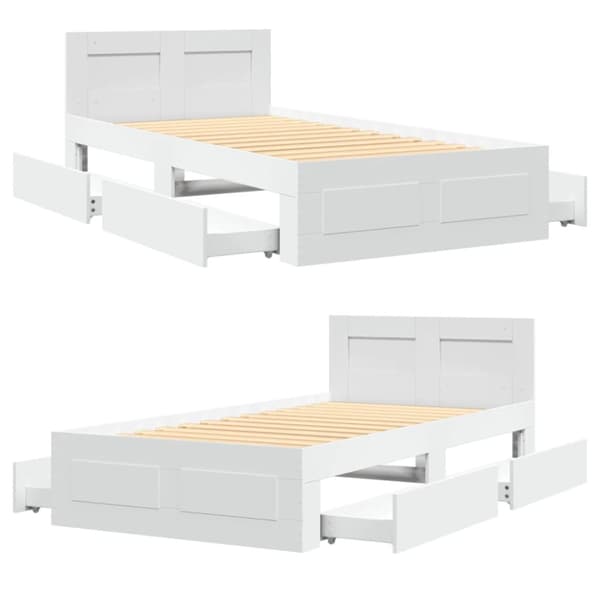 sengeramme med sengegavl 75x190 cm konstrueret træ hvid