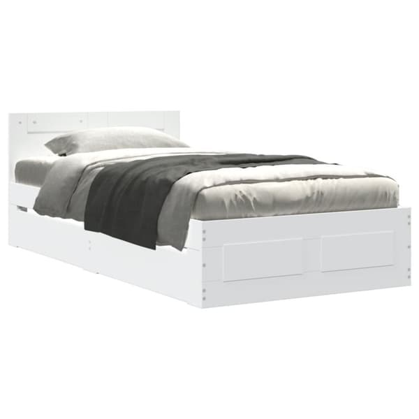 sengeramme med sengegavl 75x190 cm konstrueret træ hvid