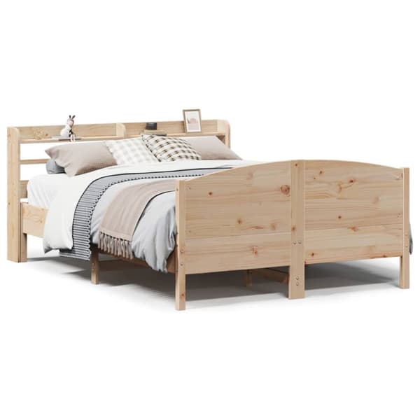 sengeramme uden madras 135x190 cm massivt fyrretræ hvid