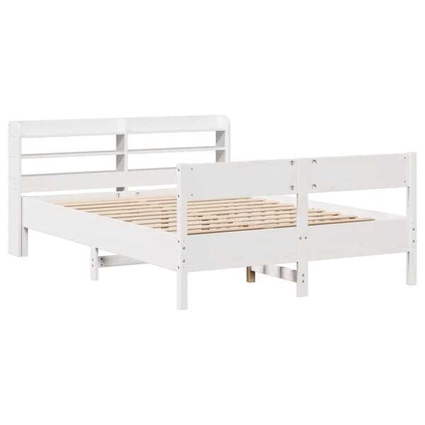 sengeramme uden madras 140x190 cm massivt fyrretræ hvid