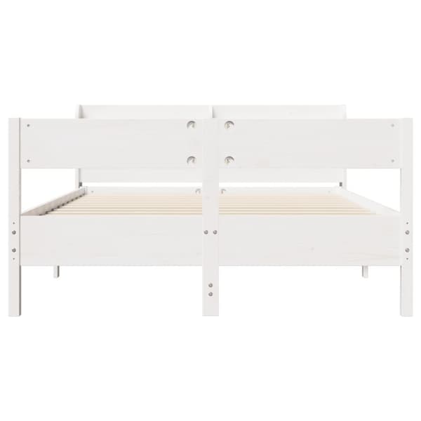 sengeramme uden madras 140x190 cm massivt fyrretræ hvid