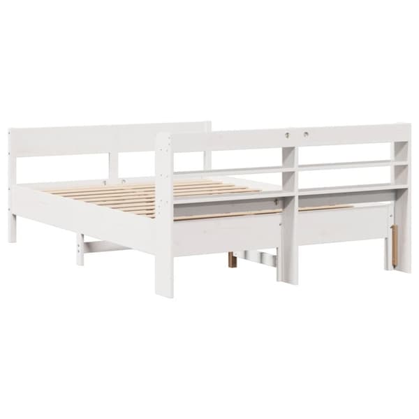 sengeramme uden madras 140x190 cm massivt fyrretræ hvid