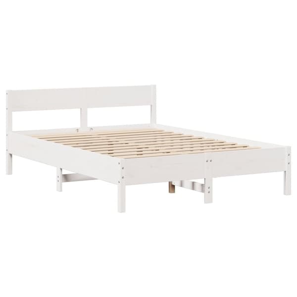 sengeramme uden madras 140x190 cm massivt fyrretræ hvid