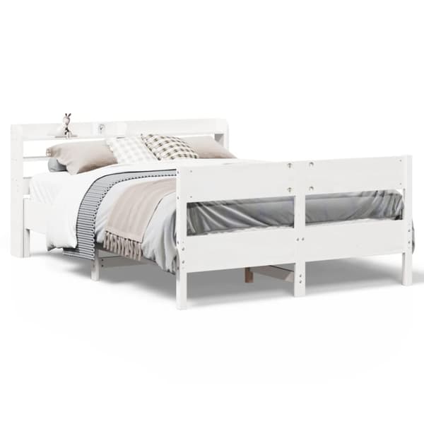 sengeramme uden madras 140x190 cm massivt fyrretræ hvid