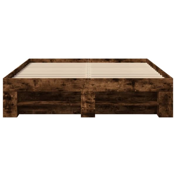 Sängram utan madrass rökfärgad ek 140x190 cm konstruerad trä