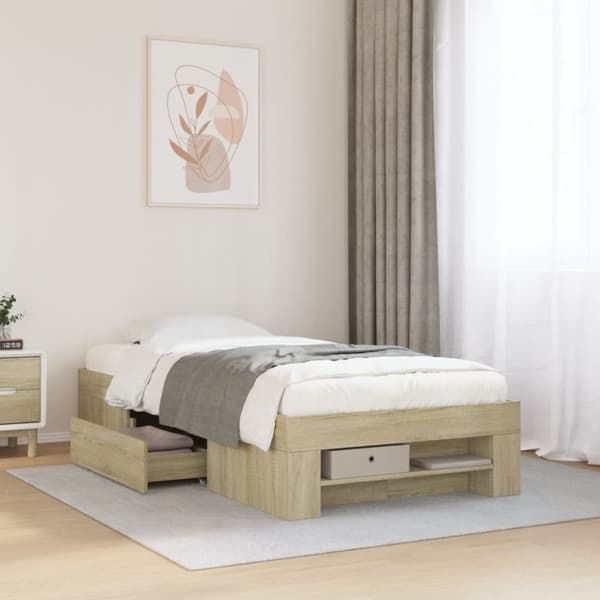 sengeramme 75x190 cm uden madras konstrueret træ sonoma-eg