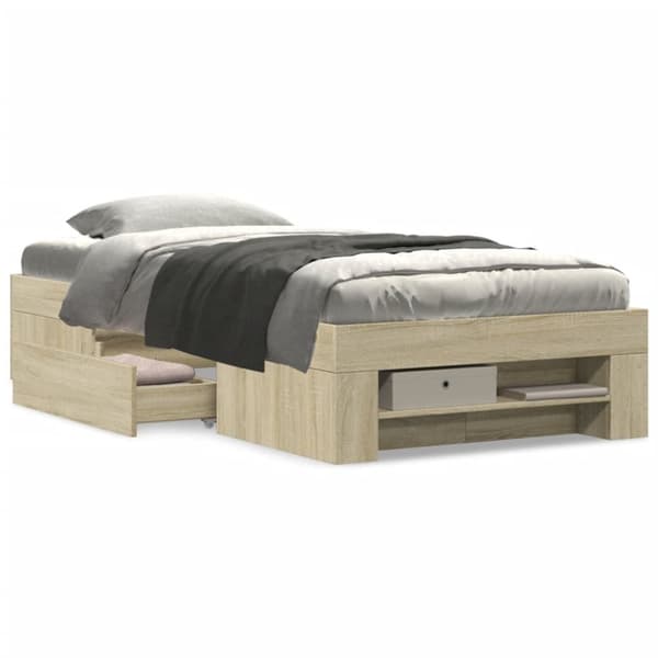 sengeramme 75x190 cm uden madras konstrueret træ sonoma-eg