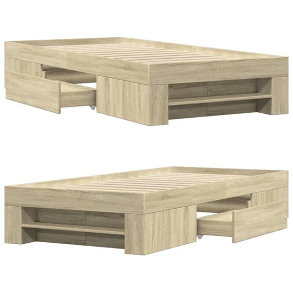 sengeramme 75x190 cm uden madras konstrueret træ sonoma-eg