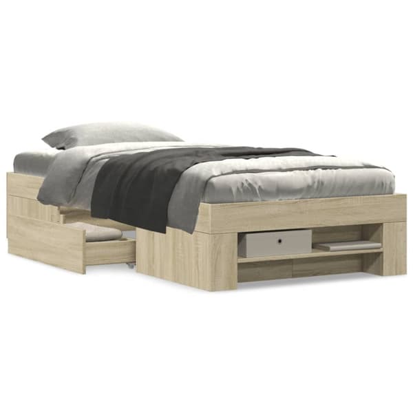 sengeramme 75x190 cm uden madras konstrueret træ sonoma-eg