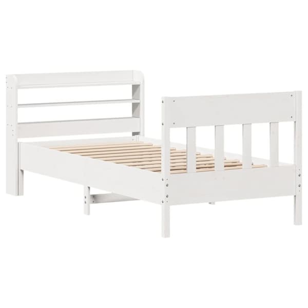 Sängram utan madrass vit 90x200 cm massiv furu