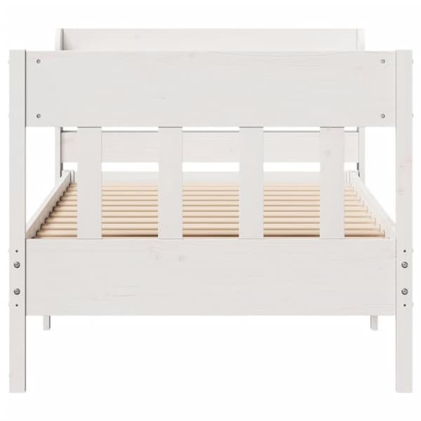Sängram utan madrass vit 90x200 cm massiv furu
