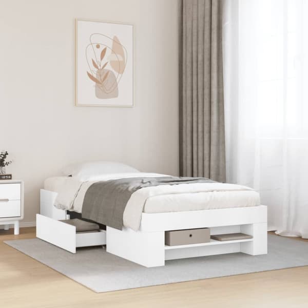 sengeramme 90x190 cm konstrueret træ hvid