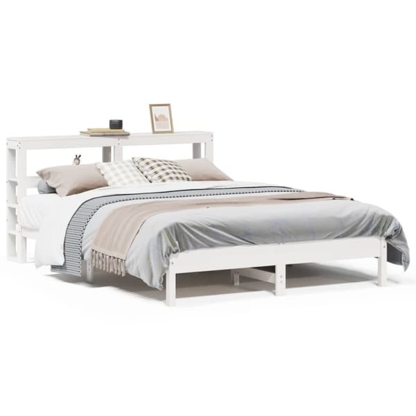 sengeramme uden madras 160x200 cm massivt fyrretræ hvid