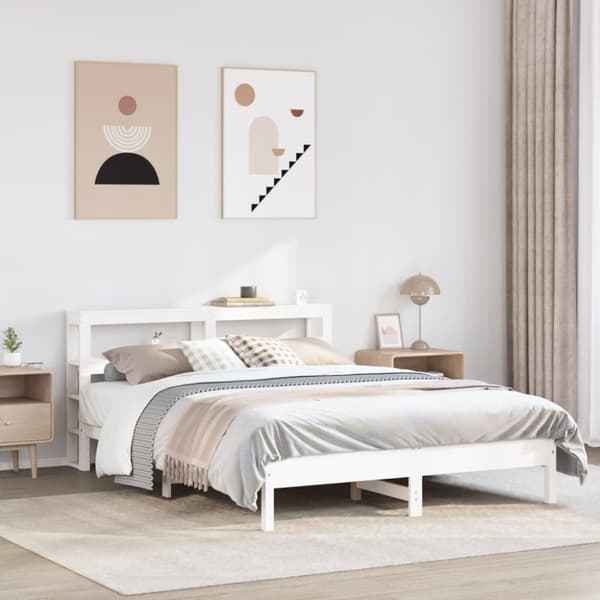 sengeramme uden madras 160x200 cm massivt fyrretræ hvid