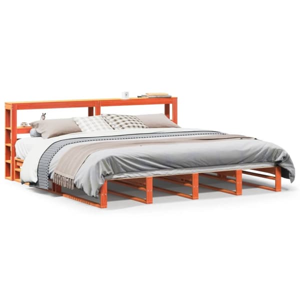 Sängynrunko ilman patjaa vahanruskea 200x200 cm täysi mänty