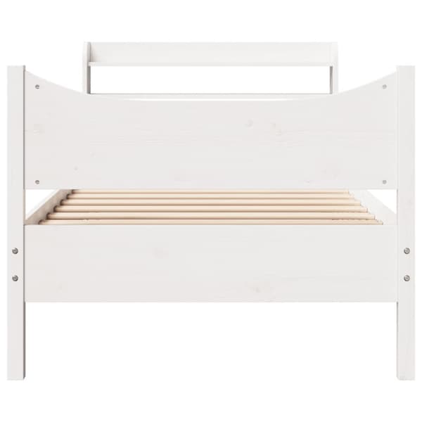 sengeramme med sengegavl 75x190 cm massivt fyrretræ hvid