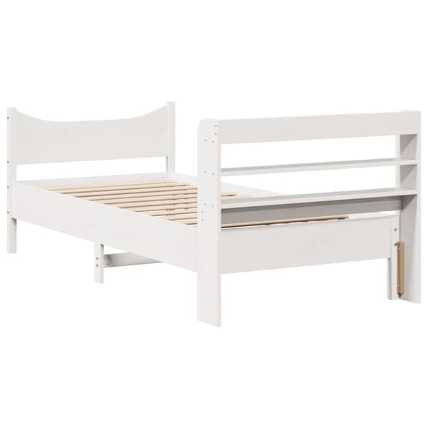 sengeramme med sengegavl 75x190 cm massivt fyrretræ hvid