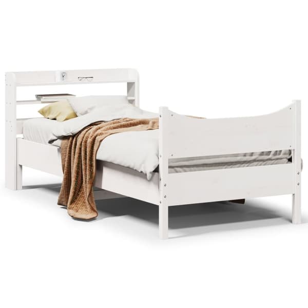 sengeramme med sengegavl 75x190 cm massivt fyrretræ hvid