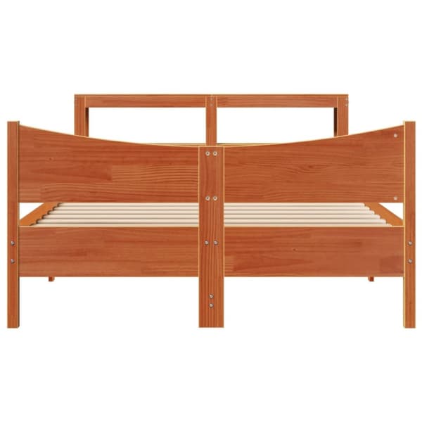 Sängram med huvudgavel vaxbrun 140x190 cm massiv furu