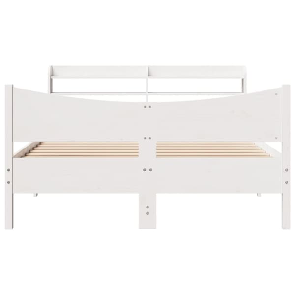 sengeramme med sengegavl 140x190 cm massivt fyrretræ hvid