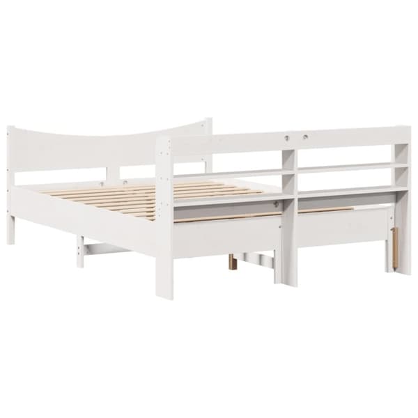 sengeramme med sengegavl 140x190 cm massivt fyrretræ hvid