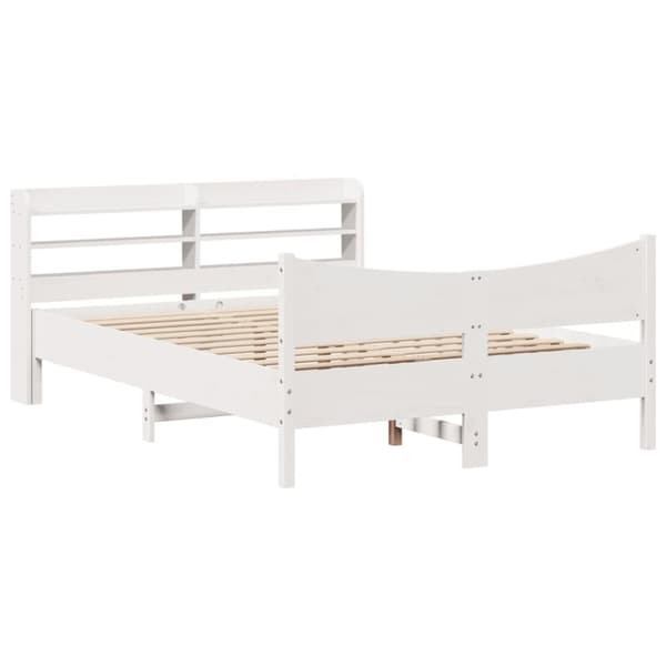 sengeramme med sengegavl 140x190 cm massivt fyrretræ hvid