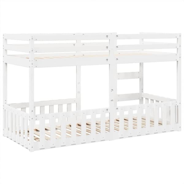 køjeseng 80x200 cm massivt fyrretræ hvid