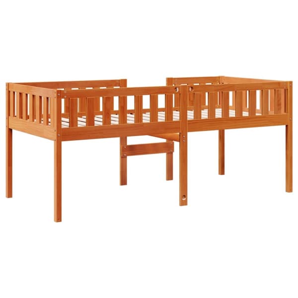 juniorseng uden madras 75x190 cm massivt fyrretræ gyldenbrun