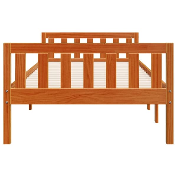 juniorseng uden madras 75x190 cm massivt fyrretræ gyldenbrun