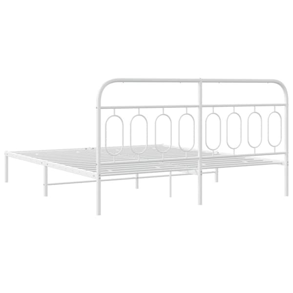 Sängram med huvudgavel metall vit 193x203 cm