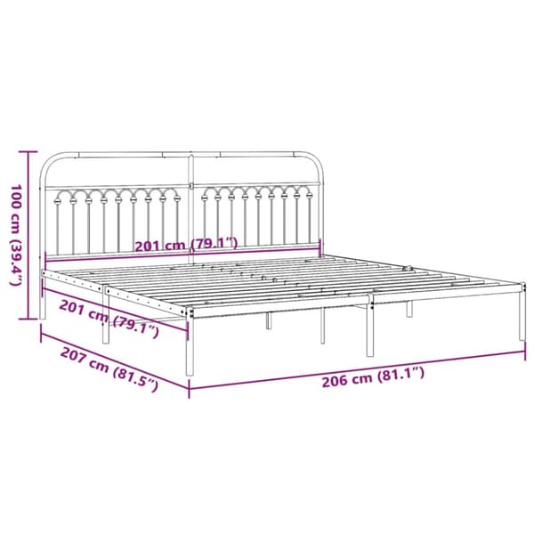 sengeramme med sengegavl 200x200 cm metal sort