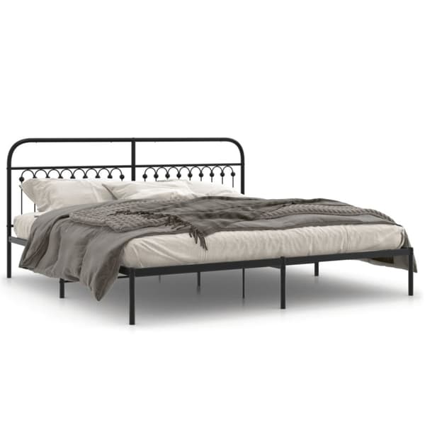 sengeramme med sengegavl 200x200 cm metal sort