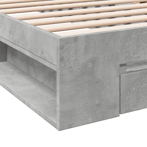 sengeramme med skuffe 90x190 cm konstrueret træ betongrå