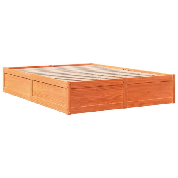 sengeramme uden madras 140x190 cm massivt fyrretræ gyldenbrun