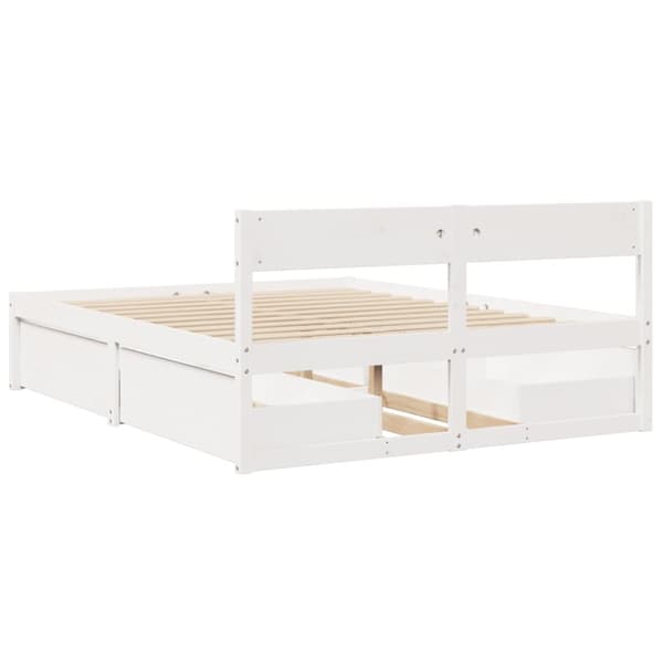 sengeramme uden madras 160x200 cm massivt fyrretræ hvid