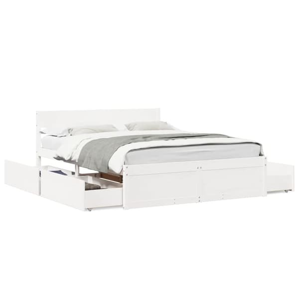 sengeramme uden madras 160x200 cm massivt fyrretræ hvid