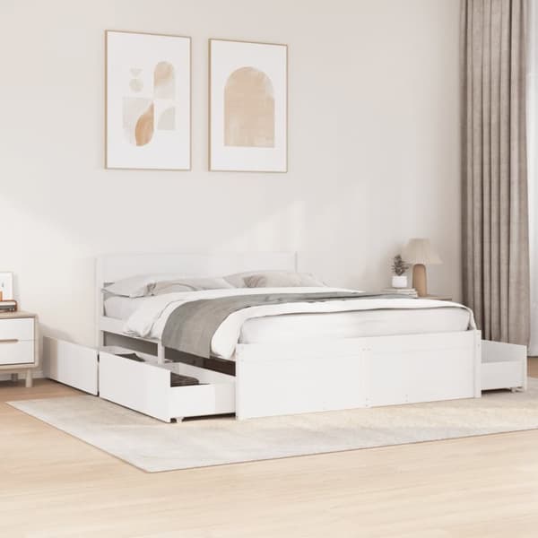 sengeramme uden madras 160x200 cm massivt fyrretræ hvid
