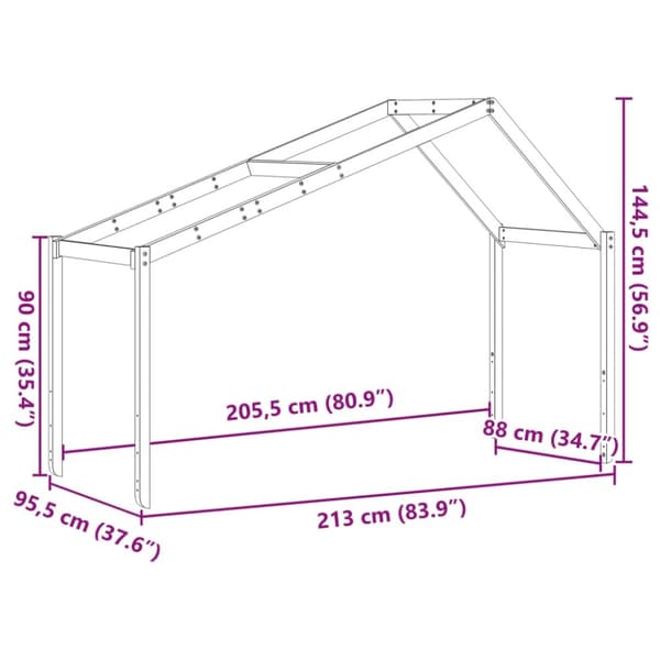 Tak till barnsäng 213x95,5x144,5 cm massiv furu