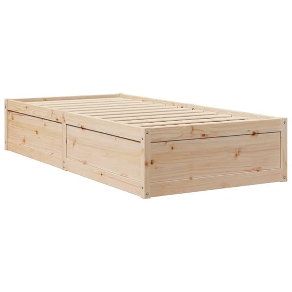 Sängram med madrass 90x200 cm massiv furu