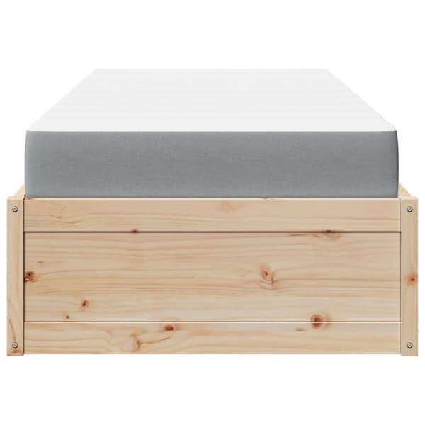Sängram med madrass 90x200 cm massiv furu
