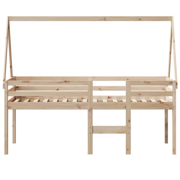 Hög säng med tak 90x190 cm massiv furu
