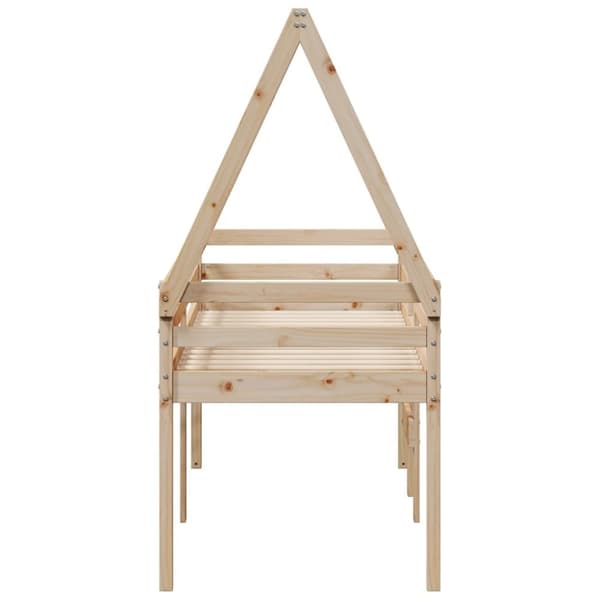 Hög säng med tak 90x190 cm massiv furu